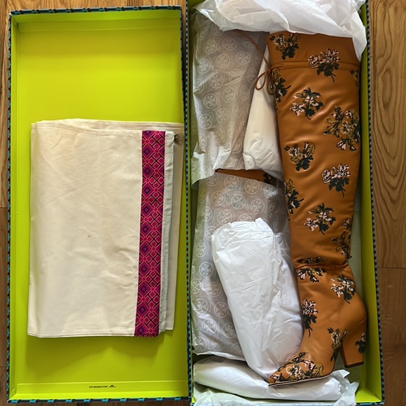 TORY BURCH LILA EMBROIDERED OVER-THE-KNEE SCRUNCH BOOT SIZE 7 *NEW* - Picture 9 of 9